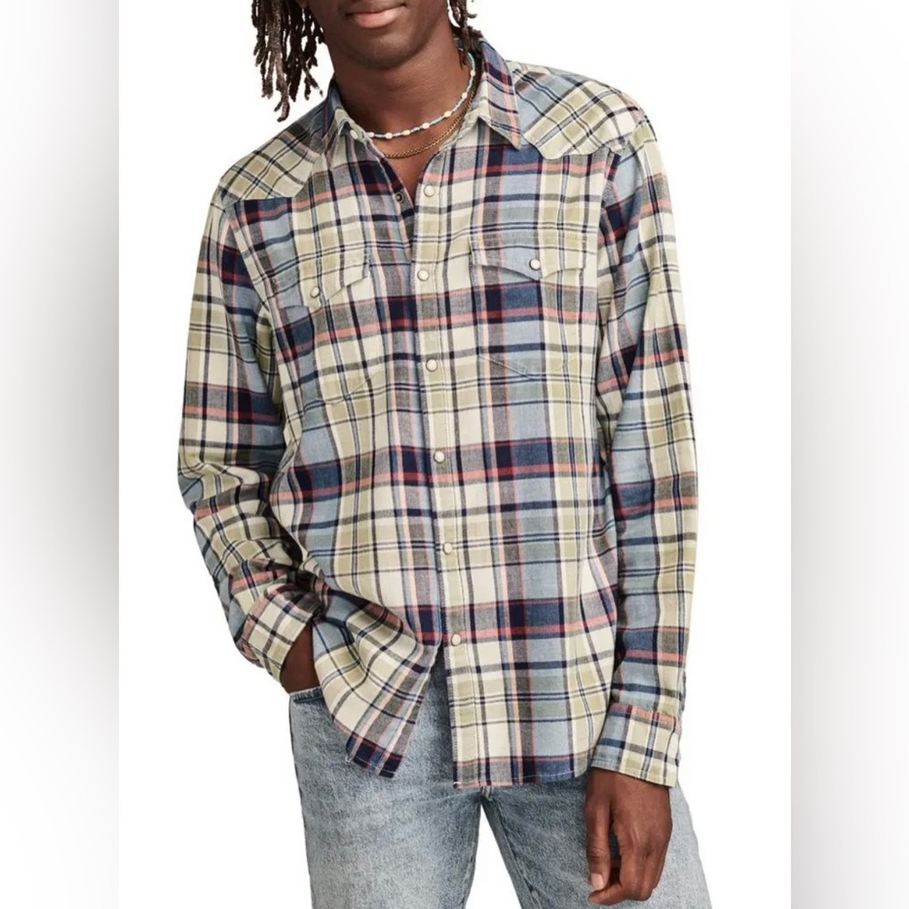 Lucky Brand Plaid Cotton Western Snap Up Shirt - Picture 6 of 7